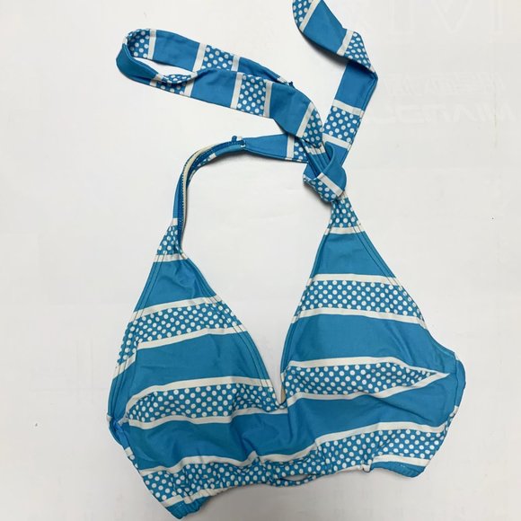 3/$20 Blue Bikini Top & Bottom Tribal Print Medium High Waisted - Picture 2 of 5
